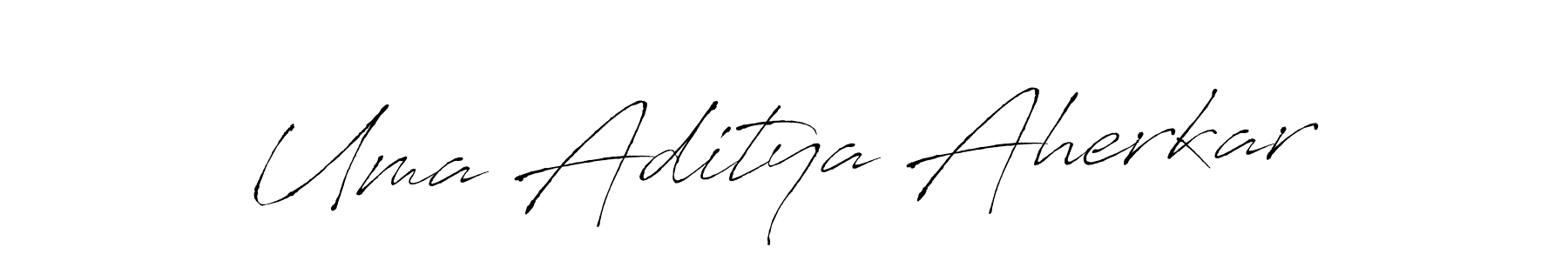 The best way (Antro_Vectra) to make a short signature is to pick only two or three words in your name. The name Uma Aditya Aherkar include a total of six letters. For converting this name. Uma Aditya Aherkar signature style 6 images and pictures png