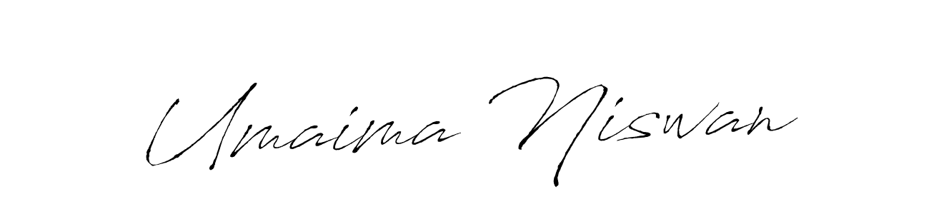 Create a beautiful signature design for name Umaima Niswan. With this signature (Antro_Vectra) fonts, you can make a handwritten signature for free. Umaima Niswan signature style 6 images and pictures png