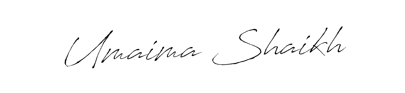 How to make Umaima Shaikh name signature. Use Antro_Vectra style for creating short signs online. This is the latest handwritten sign. Umaima Shaikh signature style 6 images and pictures png