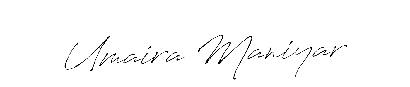 How to make Umaira Maniyar name signature. Use Antro_Vectra style for creating short signs online. This is the latest handwritten sign. Umaira Maniyar signature style 6 images and pictures png