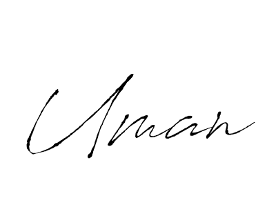 Use a signature maker to create a handwritten signature online. With this signature software, you can design (Antro_Vectra) your own signature for name Uman. Uman signature style 6 images and pictures png
