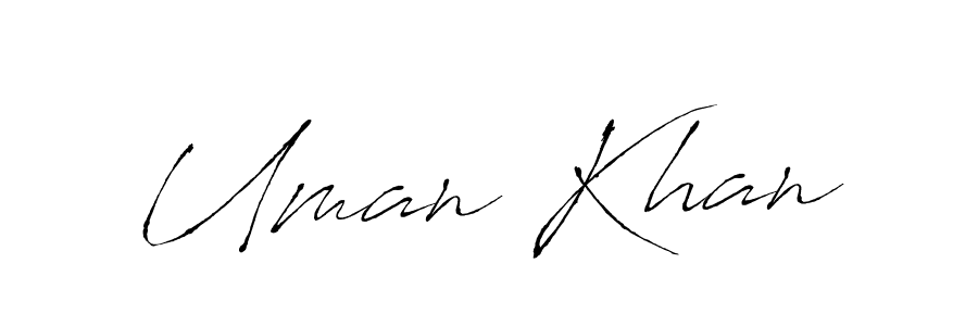 Design your own signature with our free online signature maker. With this signature software, you can create a handwritten (Antro_Vectra) signature for name Uman Khan. Uman Khan signature style 6 images and pictures png