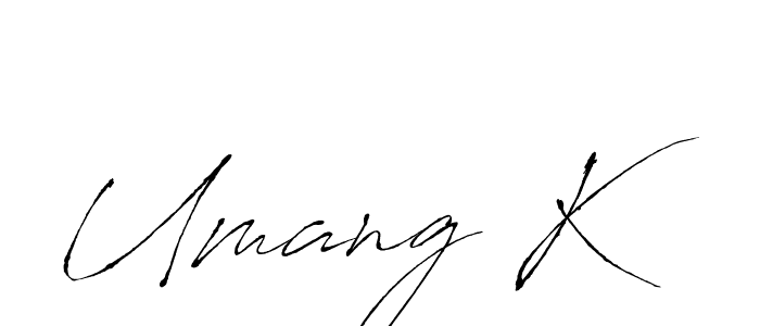 Make a beautiful signature design for name Umang K. With this signature (Antro_Vectra) style, you can create a handwritten signature for free. Umang K signature style 6 images and pictures png