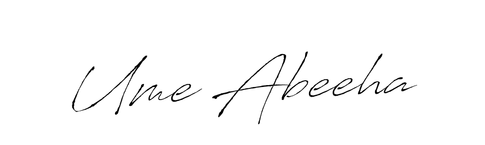 Antro_Vectra is a professional signature style that is perfect for those who want to add a touch of class to their signature. It is also a great choice for those who want to make their signature more unique. Get Ume Abeeha name to fancy signature for free. Ume Abeeha signature style 6 images and pictures png