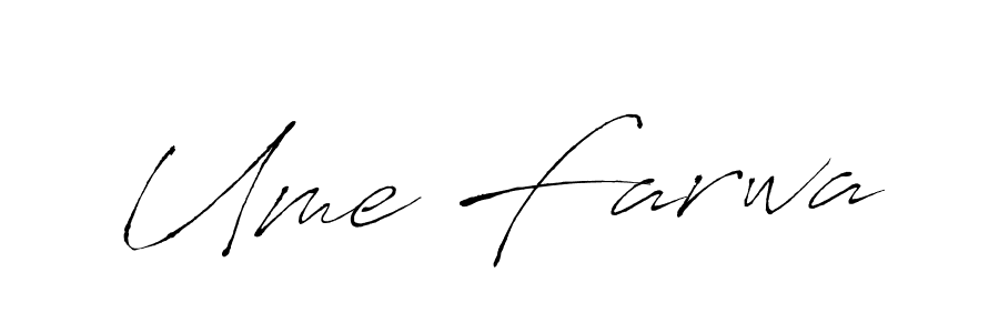 Make a beautiful signature design for name Ume Farwa. With this signature (Antro_Vectra) style, you can create a handwritten signature for free. Ume Farwa signature style 6 images and pictures png