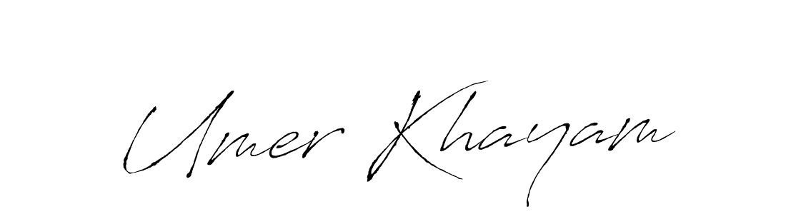 How to make Umer Khayam name signature. Use Antro_Vectra style for creating short signs online. This is the latest handwritten sign. Umer Khayam signature style 6 images and pictures png