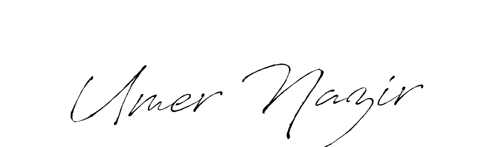 How to make Umer Nazir name signature. Use Antro_Vectra style for creating short signs online. This is the latest handwritten sign. Umer Nazir signature style 6 images and pictures png