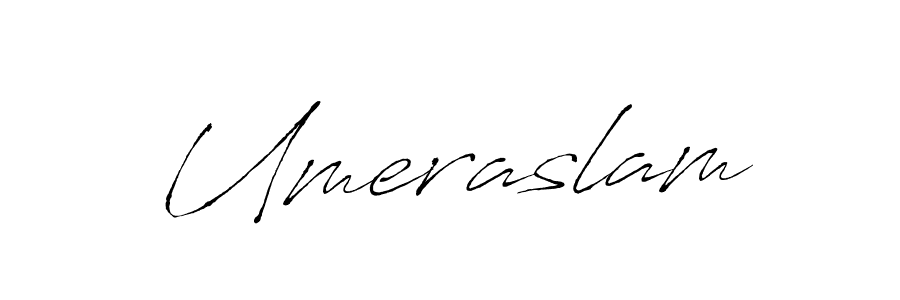 Make a beautiful signature design for name Umeraslam. With this signature (Antro_Vectra) style, you can create a handwritten signature for free. Umeraslam signature style 6 images and pictures png