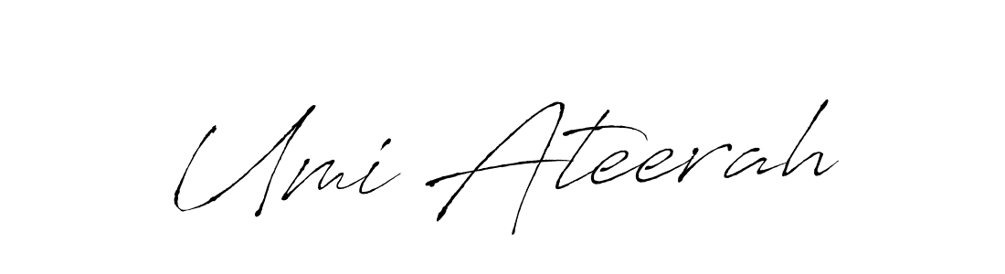 The best way (Antro_Vectra) to make a short signature is to pick only two or three words in your name. The name Umi Ateerah include a total of six letters. For converting this name. Umi Ateerah signature style 6 images and pictures png