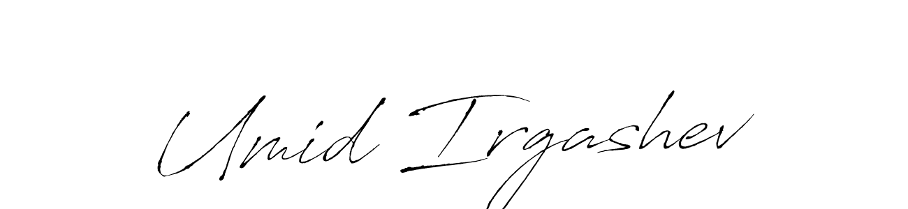 Make a beautiful signature design for name Umid Irgashev. With this signature (Antro_Vectra) style, you can create a handwritten signature for free. Umid Irgashev signature style 6 images and pictures png