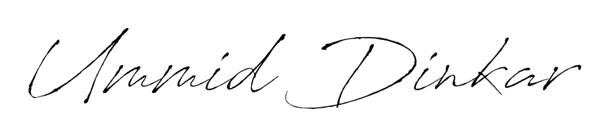 A sleek calligraphic signature for name Ummid Dinkar utilizing Antro_Vectra styling. Great for adding personal signatures to photos and art. Ummid Dinkar signature style 6 images and pictures png