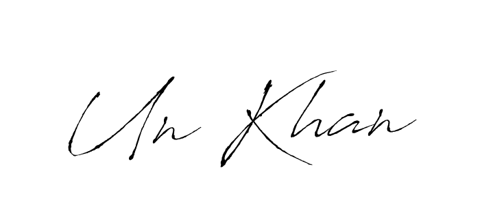 How to make Un Khan name signature. Use Antro_Vectra style for creating short signs online. This is the latest handwritten sign. Un Khan signature style 6 images and pictures png