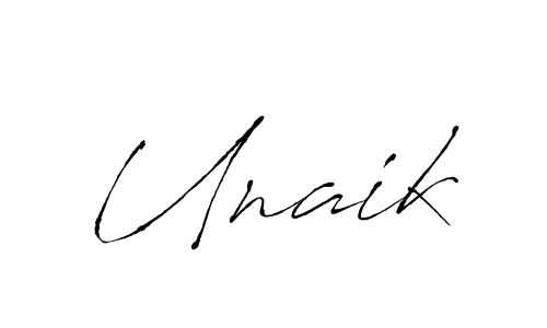 How to make Unaik name signature. Use Antro_Vectra style for creating short signs online. This is the latest handwritten sign. Unaik signature style 6 images and pictures png