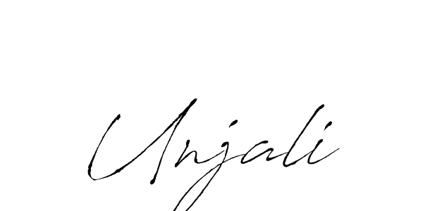 if you are searching for the best signature style for your name Unjali. so please give up your signature search. here we have designed multiple signature styles  using Antro_Vectra. Unjali signature style 6 images and pictures png