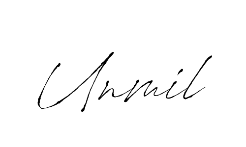 How to make Unmil name signature. Use Antro_Vectra style for creating short signs online. This is the latest handwritten sign. Unmil signature style 6 images and pictures png