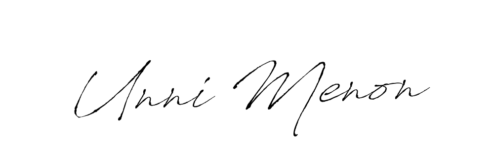Also You can easily find your signature by using the search form. We will create Unni Menon name handwritten signature images for you free of cost using Antro_Vectra sign style. Unni Menon signature style 6 images and pictures png