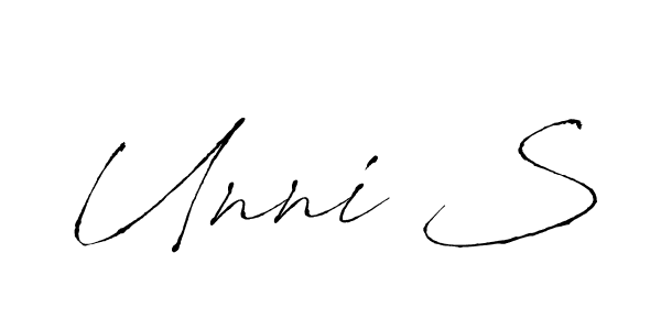 Make a beautiful signature design for name Unni S. With this signature (Antro_Vectra) style, you can create a handwritten signature for free. Unni S signature style 6 images and pictures png