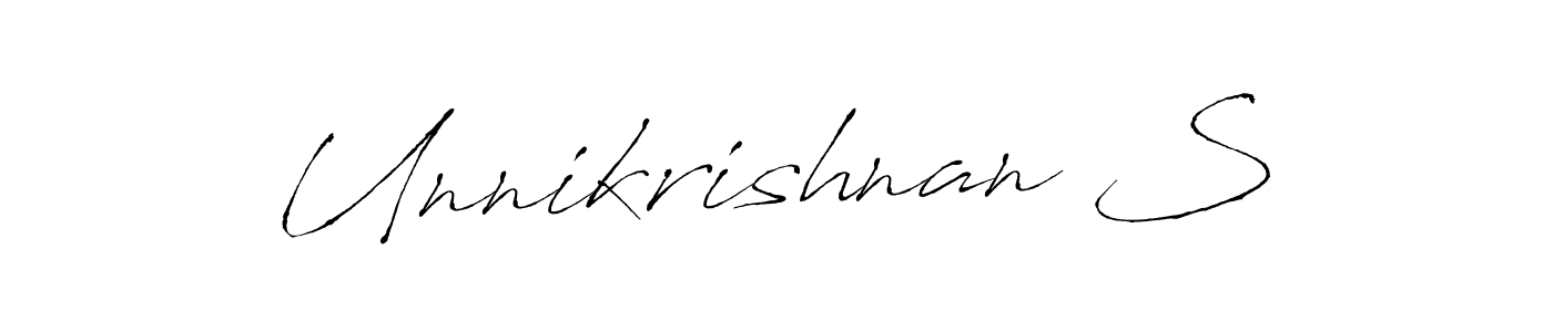 Make a beautiful signature design for name Unnikrishnan S. With this signature (Antro_Vectra) style, you can create a handwritten signature for free. Unnikrishnan S signature style 6 images and pictures png