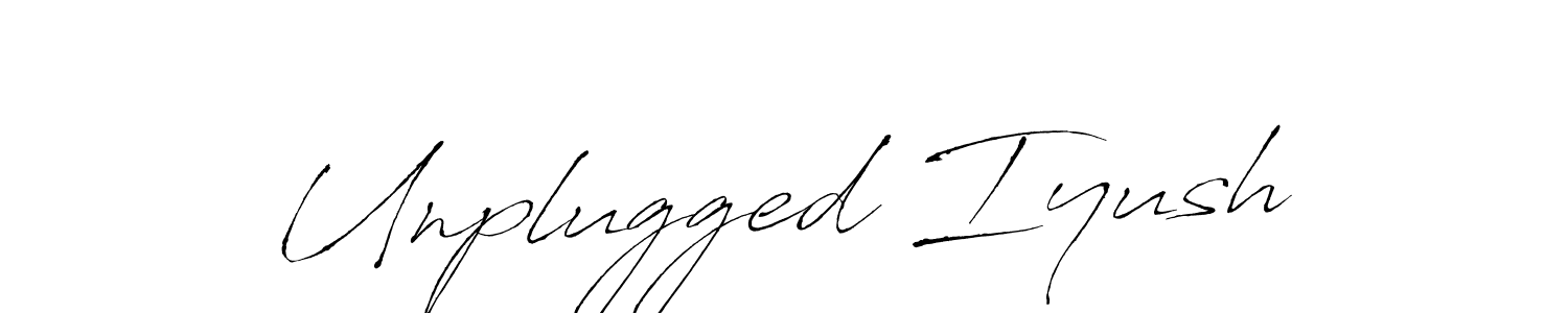 The best way (Antro_Vectra) to make a short signature is to pick only two or three words in your name. The name Unplugged Iyush include a total of six letters. For converting this name. Unplugged Iyush signature style 6 images and pictures png