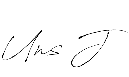 Make a beautiful signature design for name Uns J. With this signature (Antro_Vectra) style, you can create a handwritten signature for free. Uns J signature style 6 images and pictures png