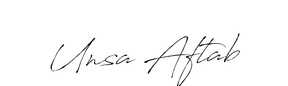 The best way (Antro_Vectra) to make a short signature is to pick only two or three words in your name. The name Unsa Aftab include a total of six letters. For converting this name. Unsa Aftab signature style 6 images and pictures png