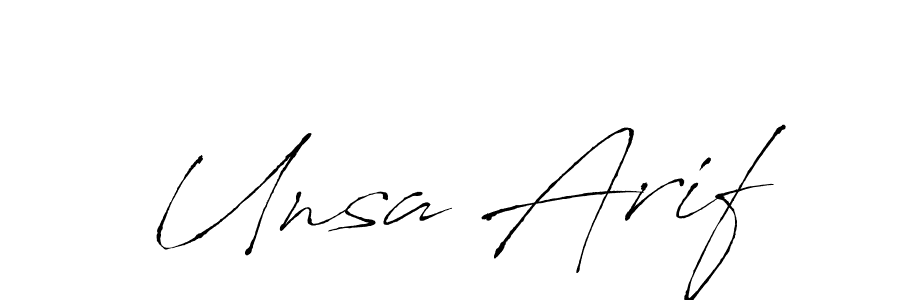 Make a beautiful signature design for name Unsa Arif. With this signature (Antro_Vectra) style, you can create a handwritten signature for free. Unsa Arif signature style 6 images and pictures png