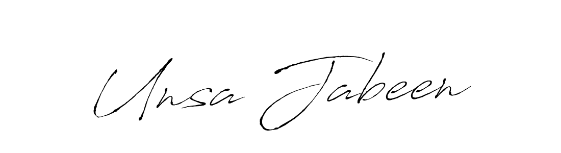 How to make Unsa Jabeen name signature. Use Antro_Vectra style for creating short signs online. This is the latest handwritten sign. Unsa Jabeen signature style 6 images and pictures png