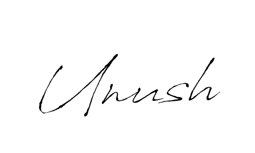 Design your own signature with our free online signature maker. With this signature software, you can create a handwritten (Antro_Vectra) signature for name Unush. Unush signature style 6 images and pictures png