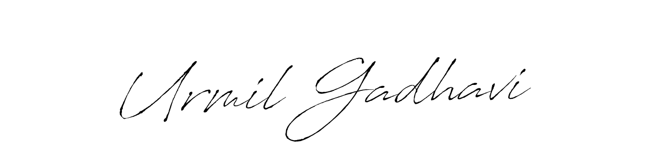 if you are searching for the best signature style for your name Urmil Gadhavi. so please give up your signature search. here we have designed multiple signature styles  using Antro_Vectra. Urmil Gadhavi signature style 6 images and pictures png