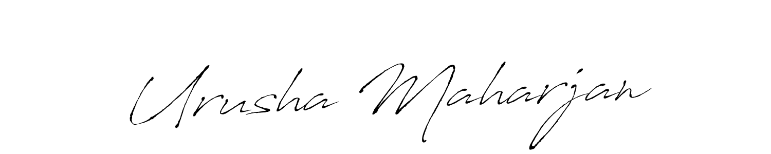 How to make Urusha Maharjan name signature. Use Antro_Vectra style for creating short signs online. This is the latest handwritten sign. Urusha Maharjan signature style 6 images and pictures png