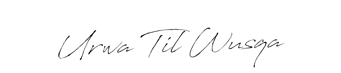 The best way (Antro_Vectra) to make a short signature is to pick only two or three words in your name. The name Urwa Til Wusqa include a total of six letters. For converting this name. Urwa Til Wusqa signature style 6 images and pictures png