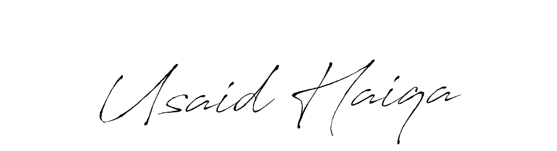 Make a beautiful signature design for name Usaid Haiqa. With this signature (Antro_Vectra) style, you can create a handwritten signature for free. Usaid Haiqa signature style 6 images and pictures png