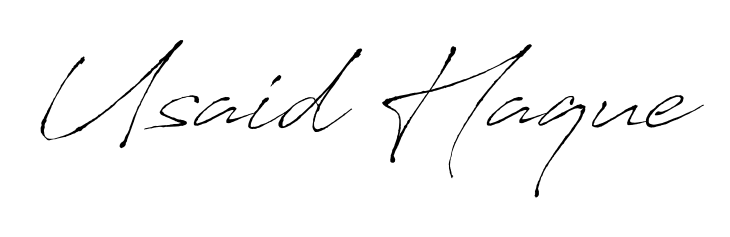 A classic penmanship look for Usaid Haque. The Antro_Vectra font brings timeless elegance and confidence to every signed document. Usaid Haque signature style 6 images and pictures png