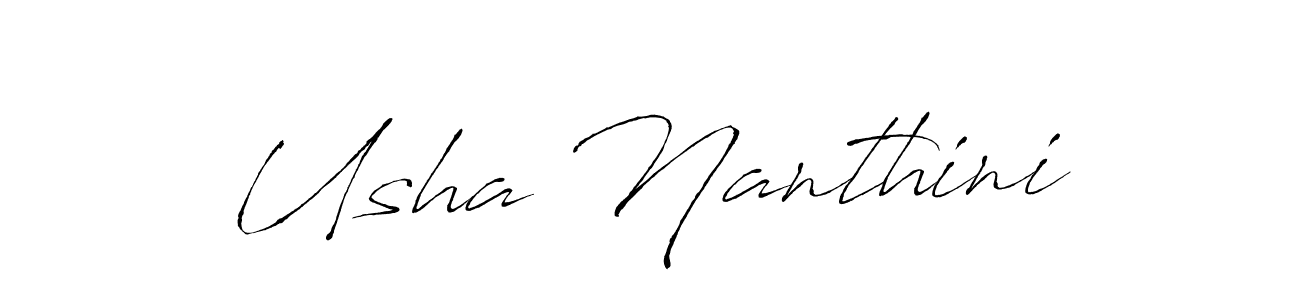 The best way (Antro_Vectra) to make a short signature is to pick only two or three words in your name. The name Usha Nanthini include a total of six letters. For converting this name. Usha Nanthini signature style 6 images and pictures png