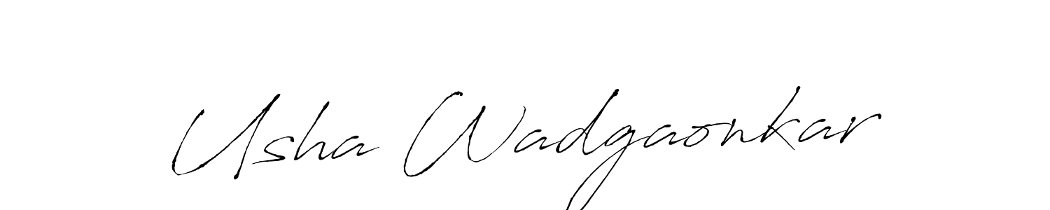 How to make Usha Wadgaonkar name signature. Use Antro_Vectra style for creating short signs online. This is the latest handwritten sign. Usha Wadgaonkar signature style 6 images and pictures png