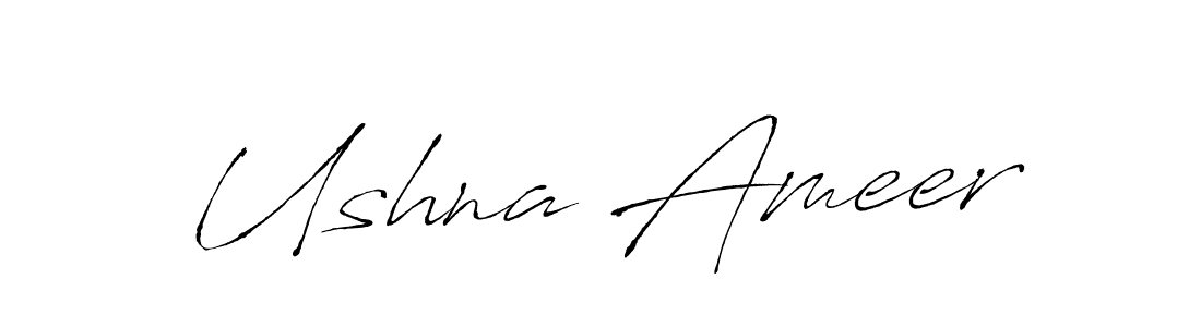 Antro_Vectra is a professional signature style that is perfect for those who want to add a touch of class to their signature. It is also a great choice for those who want to make their signature more unique. Get Ushna Ameer name to fancy signature for free. Ushna Ameer signature style 6 images and pictures png
