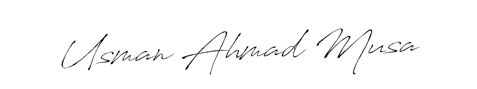 Create a beautiful signature design for name Usman Ahmad Musa. With this signature (Antro_Vectra) fonts, you can make a handwritten signature for free. Usman Ahmad Musa signature style 6 images and pictures png