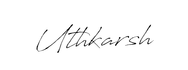 The best way (Antro_Vectra) to make a short signature is to pick only two or three words in your name. The name Uthkarsh include a total of six letters. For converting this name. Uthkarsh signature style 6 images and pictures png