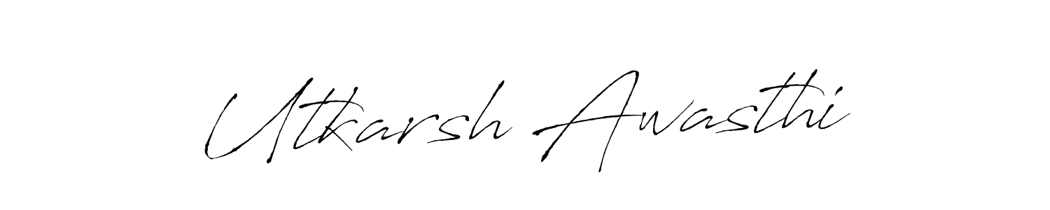 How to make Utkarsh Awasthi name signature. Use Antro_Vectra style for creating short signs online. This is the latest handwritten sign. Utkarsh Awasthi signature style 6 images and pictures png