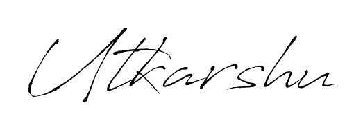 Looking for an artistic signature for Utkarshu? The Antro_Vectra calligraphy style gives a sophisticated flow suitable for business cards and emails. Utkarshu signature style 6 images and pictures png
