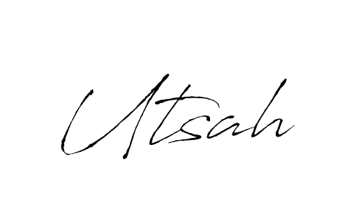 Use a signature maker to create a handwritten signature online. With this signature software, you can design (Antro_Vectra) your own signature for name Utsah. Utsah signature style 6 images and pictures png