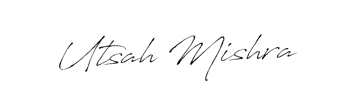 How to make Utsah Mishra name signature. Use Antro_Vectra style for creating short signs online. This is the latest handwritten sign. Utsah Mishra signature style 6 images and pictures png