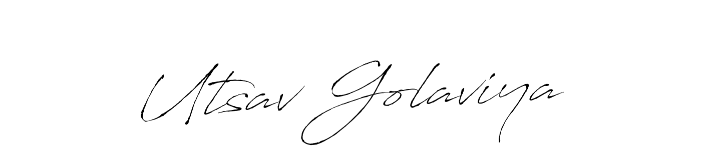 How to make Utsav Golaviya name signature. Use Antro_Vectra style for creating short signs online. This is the latest handwritten sign. Utsav Golaviya signature style 6 images and pictures png