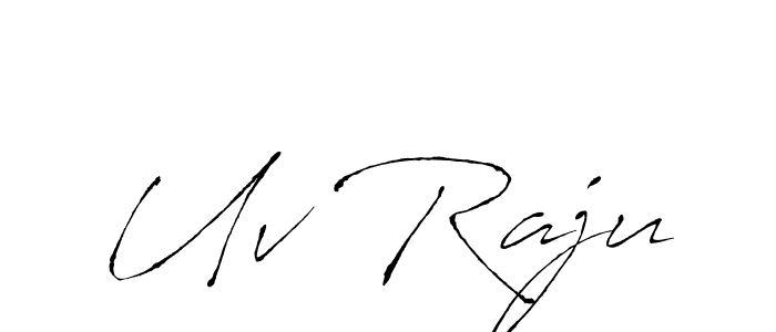 Also You can easily find your signature by using the search form. We will create Uv Raju name handwritten signature images for you free of cost using Antro_Vectra sign style. Uv Raju signature style 6 images and pictures png