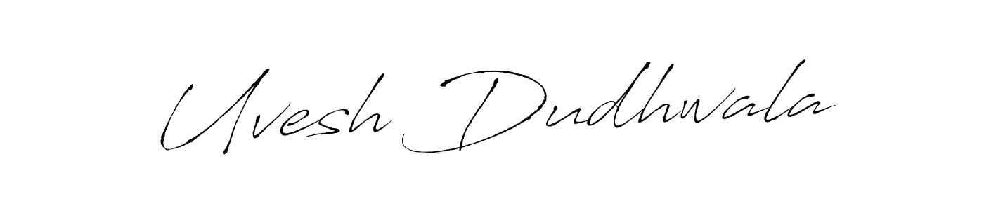 How to make Uvesh Dudhwala name signature. Use Antro_Vectra style for creating short signs online. This is the latest handwritten sign. Uvesh Dudhwala signature style 6 images and pictures png