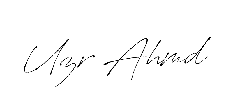 How to make Uzr Ahmd name signature. Use Antro_Vectra style for creating short signs online. This is the latest handwritten sign. Uzr Ahmd signature style 6 images and pictures png