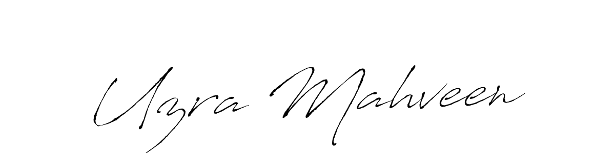 How to make Uzra Mahveen name signature. Use Antro_Vectra style for creating short signs online. This is the latest handwritten sign. Uzra Mahveen signature style 6 images and pictures png