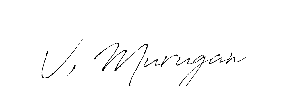 The best way (Antro_Vectra) to make a short signature is to pick only two or three words in your name. The name V, Murugan include a total of six letters. For converting this name. V, Murugan signature style 6 images and pictures png