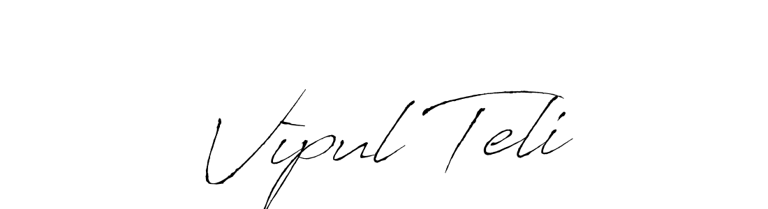 The best way (Antro_Vectra) to make a short signature is to pick only two or three words in your name. The name Vìpul Teli include a total of six letters. For converting this name. Vìpul Teli signature style 6 images and pictures png