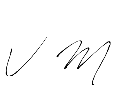 Create a beautiful signature design for name V  M. With this signature (Antro_Vectra) fonts, you can make a handwritten signature for free. V  M signature style 6 images and pictures png